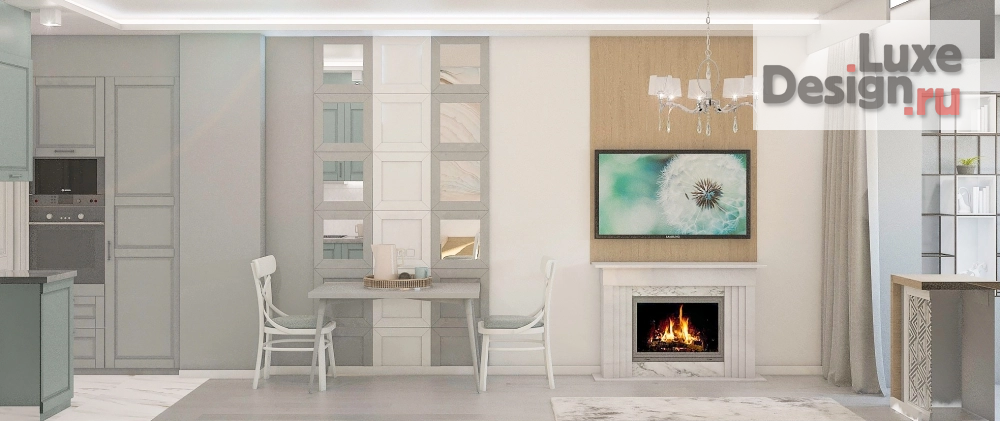 Дизайн интерьера кухни "Кухня-гостиная неоклассика" (фото 3)
