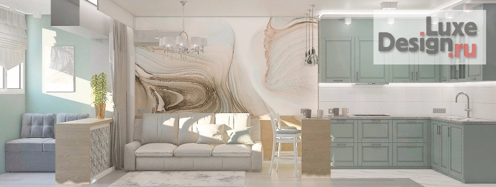 Дизайн интерьера кухни "Кухня-гостиная неоклассика" (фото 4)