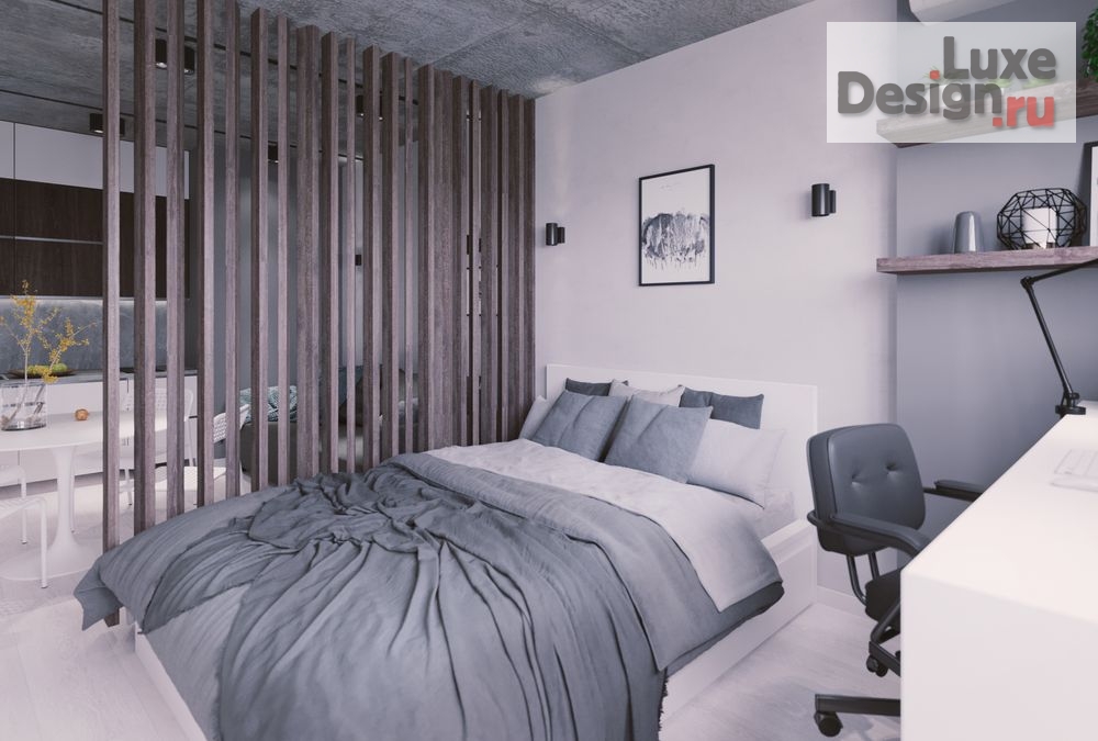 Дизайн интерьера однокомнатной квартиры "Студия с бетонным потолком." (фото 2)