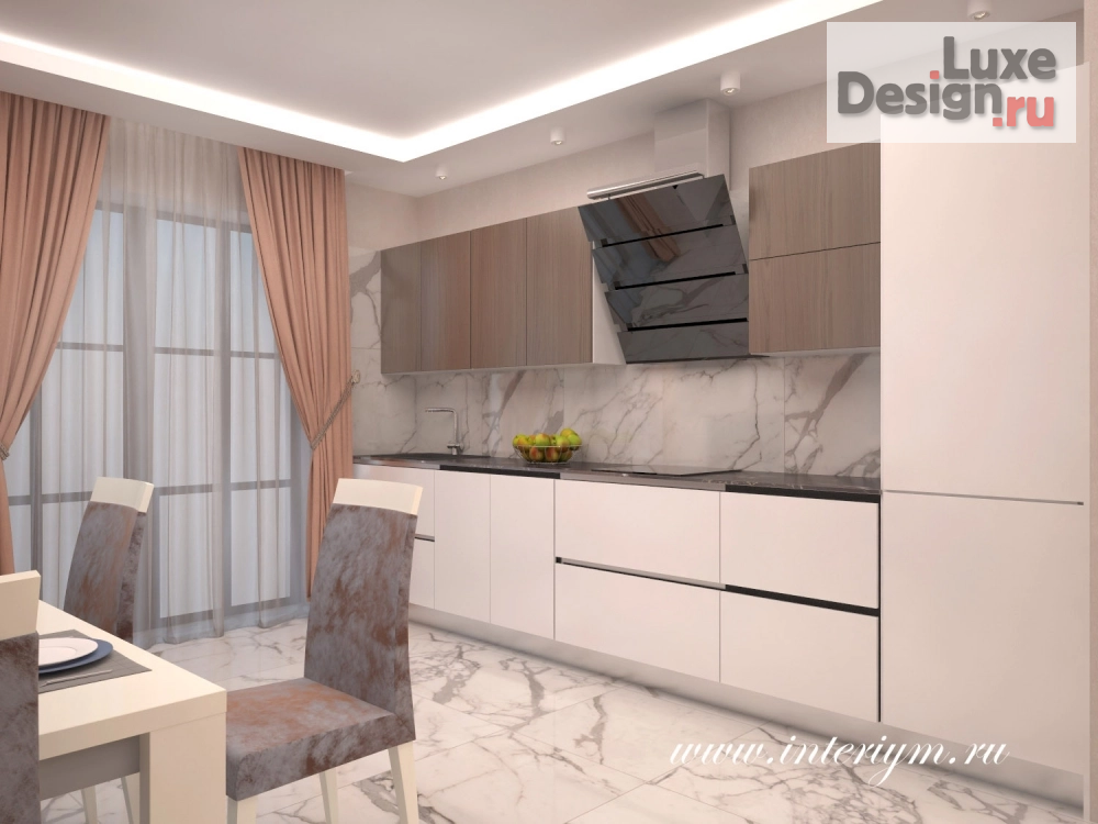 Дизайн интерьера коттеджа "Дизайн интерьера гостиной-кухни в современном стиле" (фото 5)