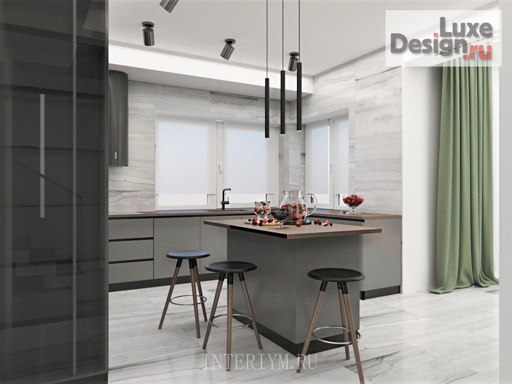 Дизайн интерьера частного дома "Дизайн кухни-гостиной-холла в частном доме" (фото 5)