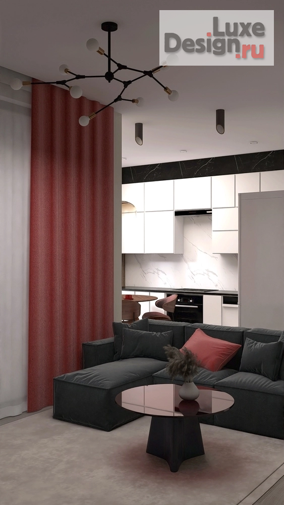Дизайн интерьера однокомнатной квартиры "Проект однокомнатной квартиры (евродвушка) стандарт" (фото 1)