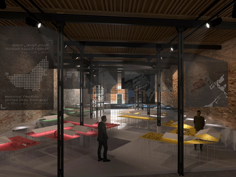 Дизайн интерьера выставки в Волгограде "Выставочный павильон ОЭА в Венеции для архитектурного Биеннале 2020"